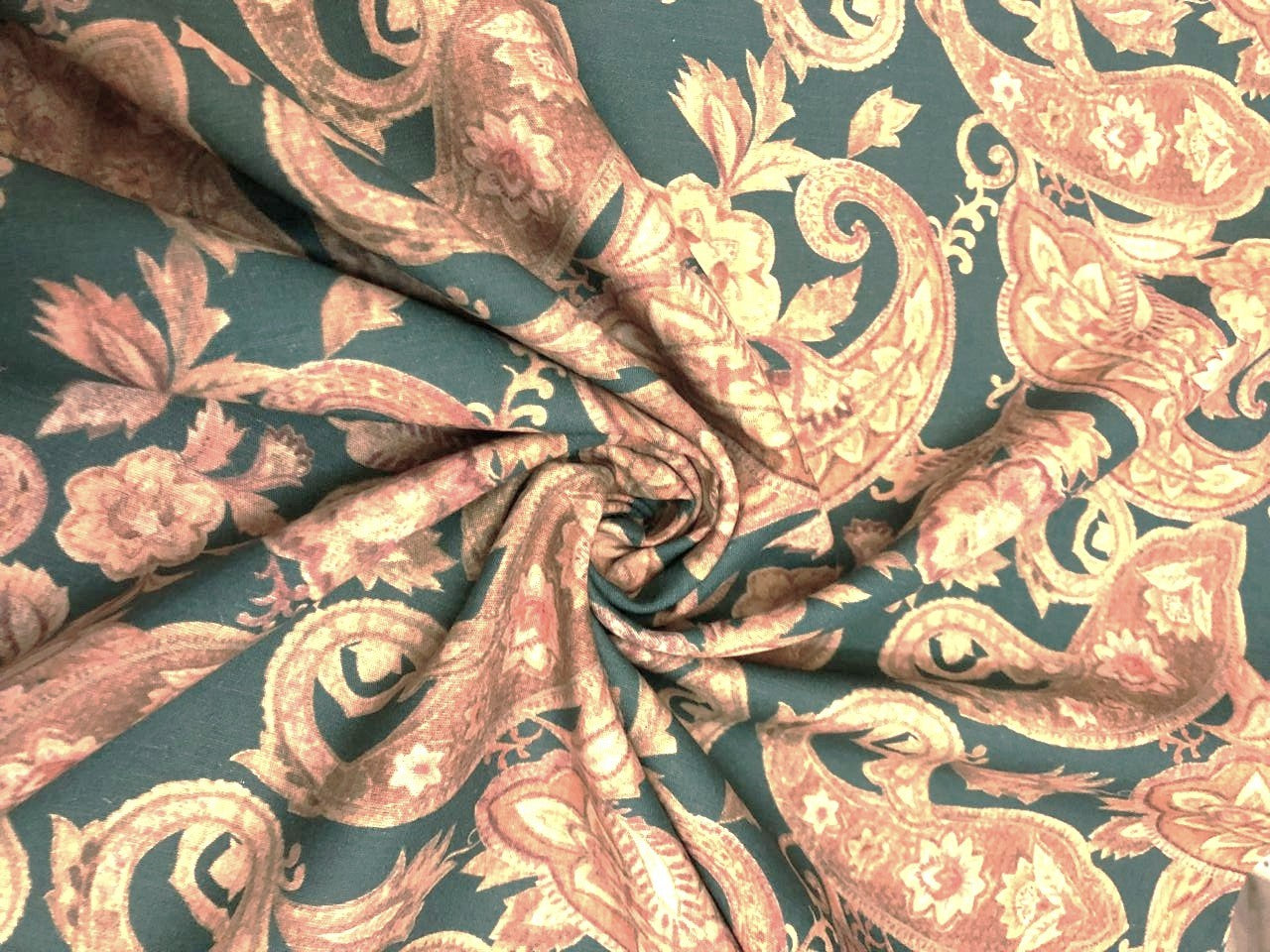 Linen Print paisley available in 2 colors teal and mustard colors [18560/90]