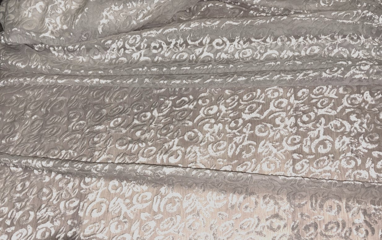 White Devore Viscose Burnout Velvet fabric ~ 44" wide available in 3 designs floral vines, abstract rose and floral [18291/92/93]