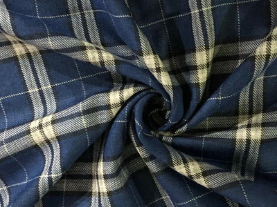 TWEED FANCY Suiting Fabric BLUE AND WHITE BLAIZER  plaids   [16595]