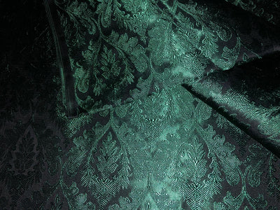 Silk Brocade fabric dark green with emerald green  jacquard  BRO1025[5]