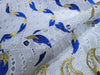 LACE: Rich Chemical Lace Ivory, Blue and Metallic gold Fabric 36"