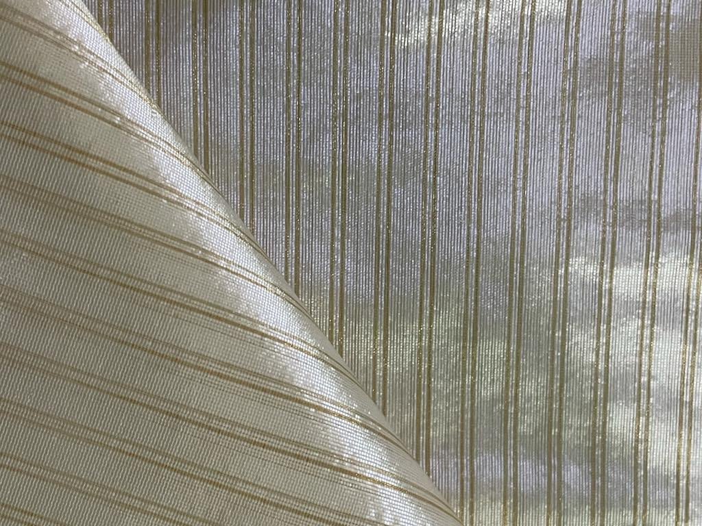 100% SILK ORGANZA BANANA STRIPES SEMI SHEER 44" WIDE [15529/15530]available in both gold as well as silver stripe