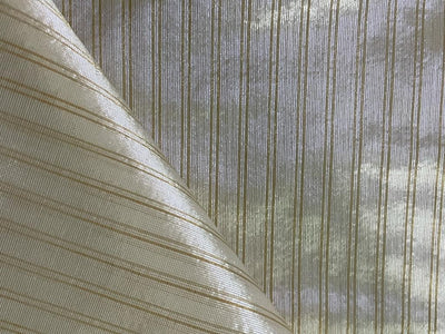 100% SILK ORGANZA BANANA STRIPES SEMI SHEER 44" WIDE available in both gold as well as silver stripe [15529/15530]