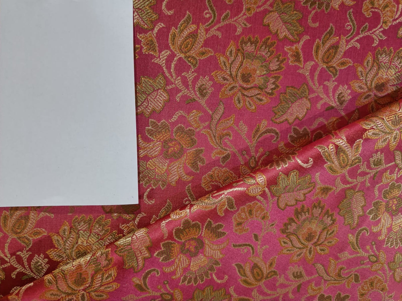 Silk Brocade fabric 44" wide available in 4 colors coral, burgundy ,green and nude BRO897