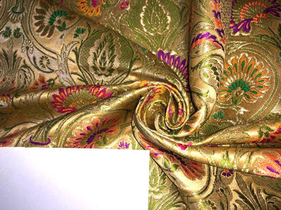 Silk Brocade King Khab fabric 36" wide BRO920 available in 6 colors PINK/ GOLD/ NAVY/ MANGO YELLOW / RED /BLACK