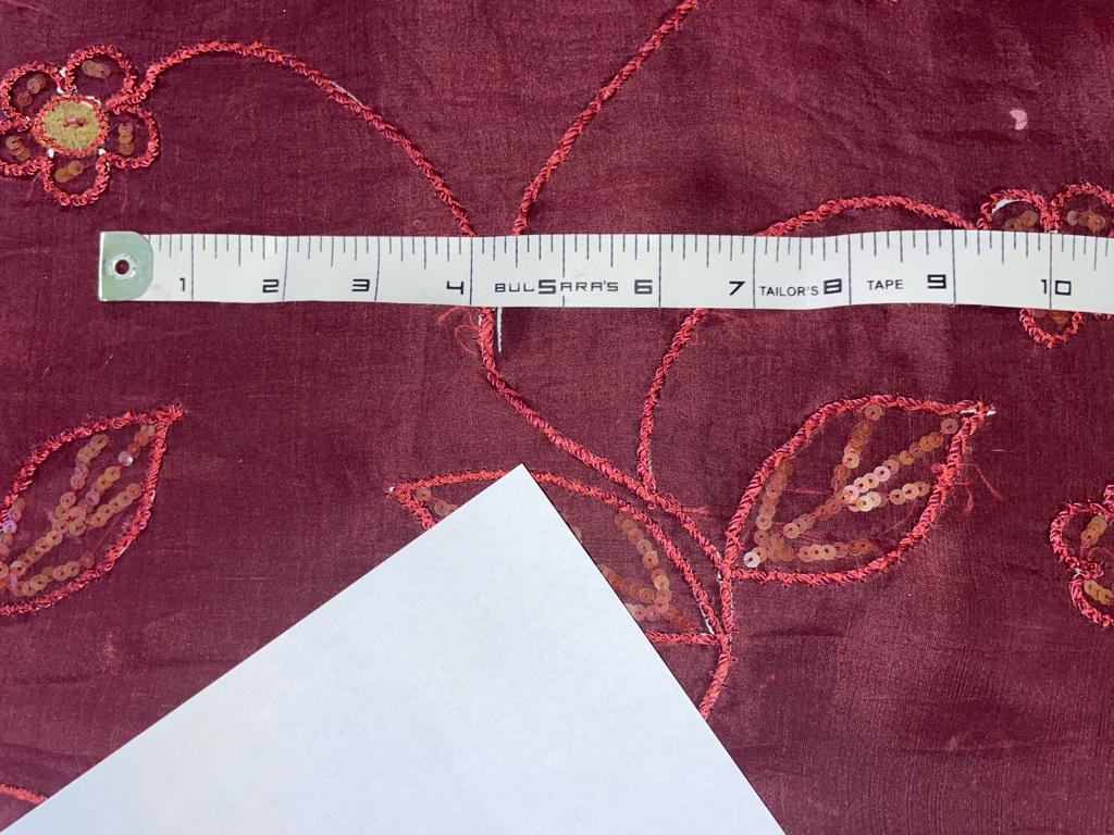 Silk Organza with velvet floral embroidery rusty pink [15351]