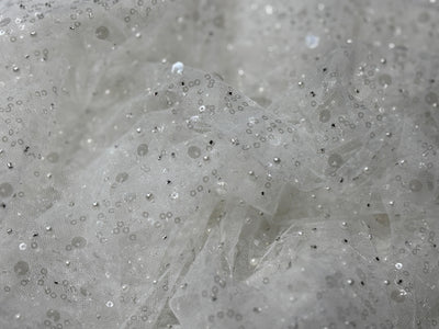 NET fabric  With self color  sequins and  pearls available in 2 colors black and white [17760/61]