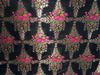 Silk Brocade fabric 44" wide Floral Jacquard Black with pink ,orange, green floral BRO909[3]
