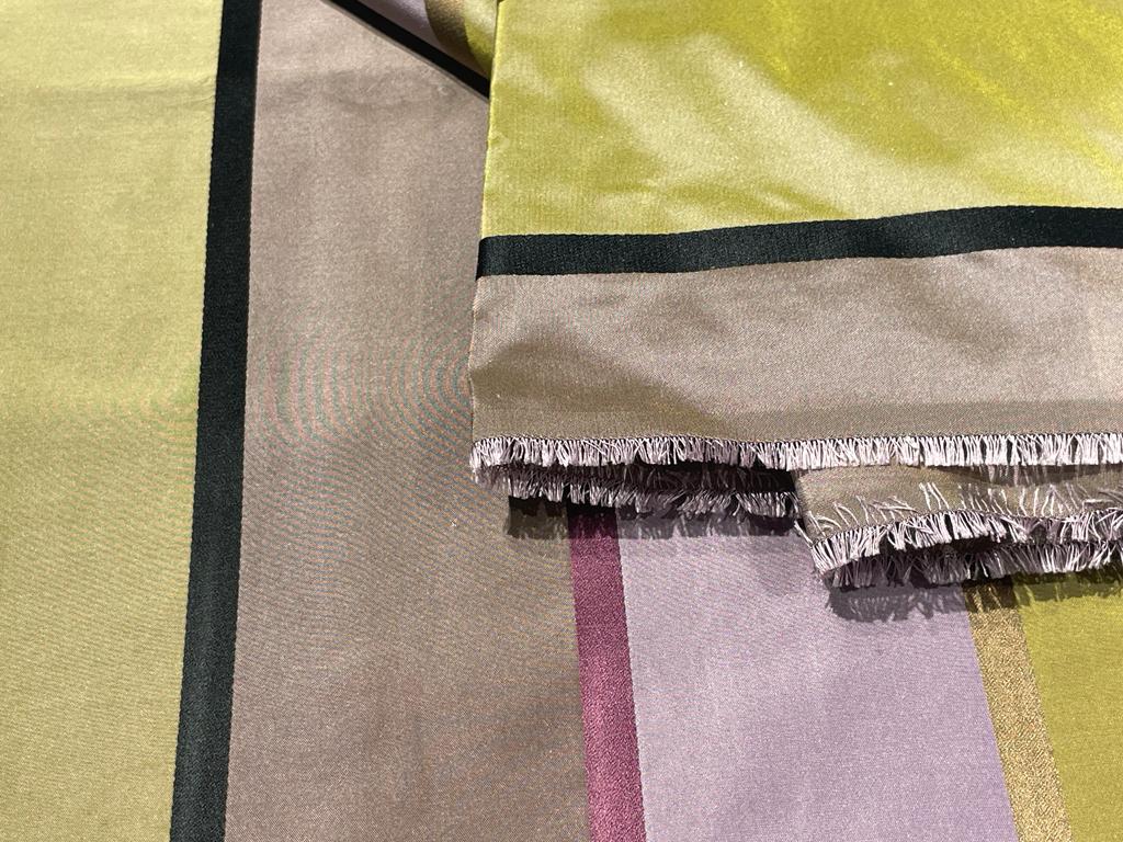 100% SILK TAFFETA stripes LILAC /OLIVE/MAUVE satin stripe fabric 54" wide TAFS164[4]