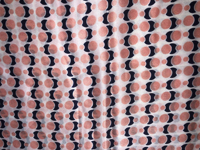 100% Pure Silk Satin 80 grams ivory  with peach and black  abstract print 54"Wide Fabric [18289]