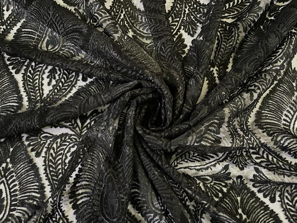 Beautiful Embroidery  LACE fabric BLACK 58" WIDE
