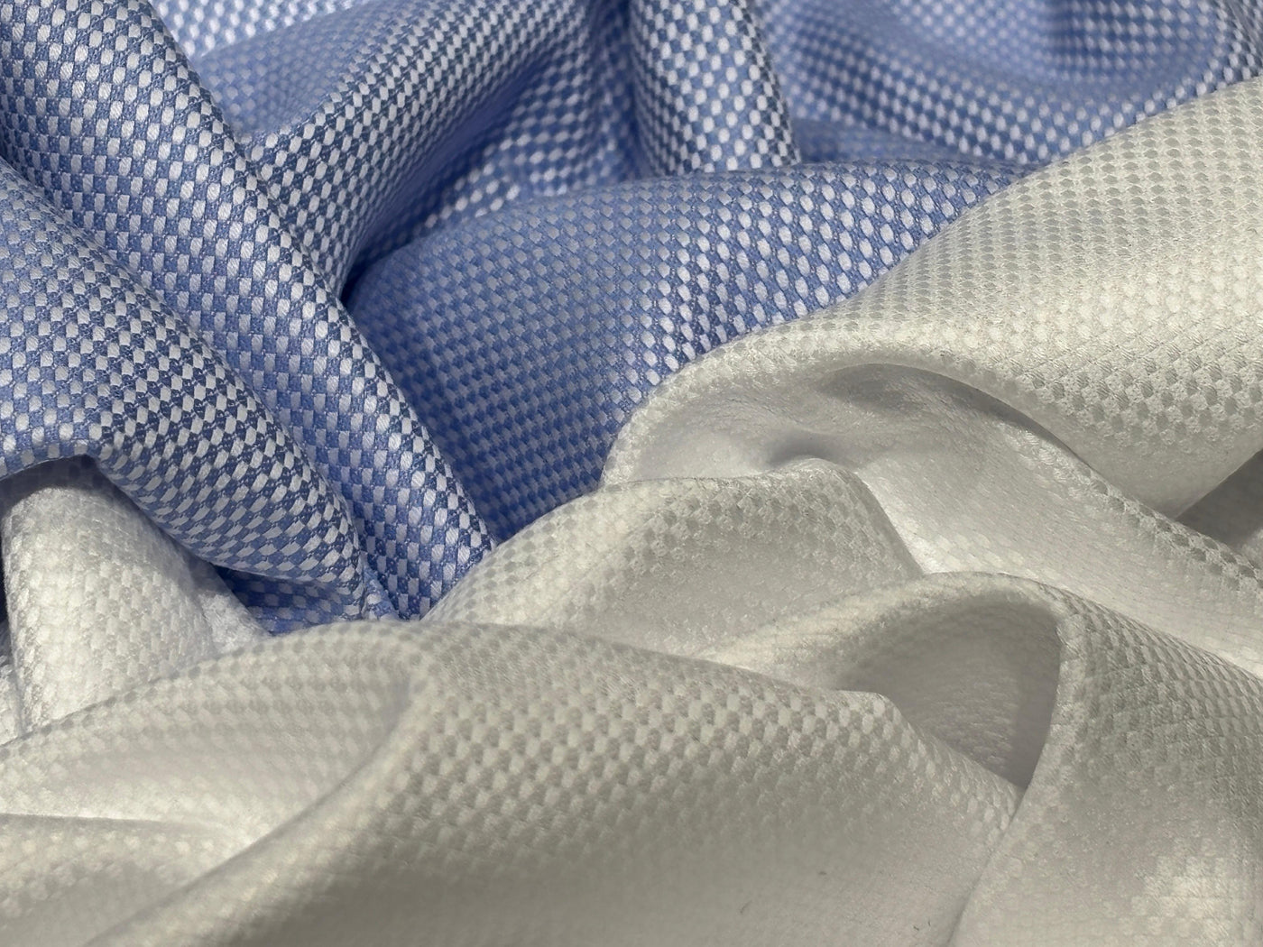 100% Superfine Giza Cotton Italian  MONTI Shirting ,Pre Shrunk dobby 58" wide available in 2 colors white and powder blue [17782/83]