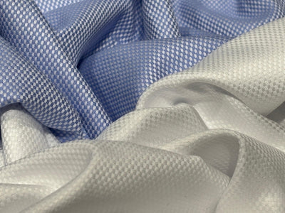 100% Superfine Giza Cotton Italian  MONTI Shirting ,Pre Shrunk dobby 58" wide available in 2 colors white and powder blue [17782/83]