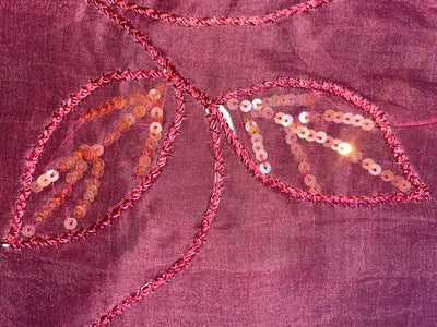 Silk Organza with velvet floral embroidery rusty pink [15351]