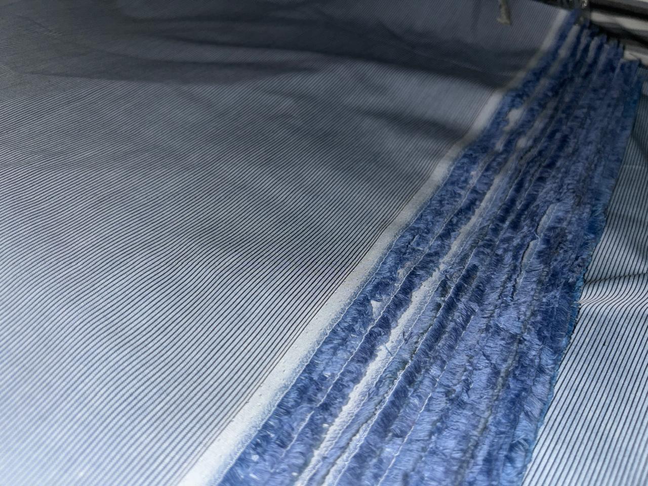COTTON SHIRTING FABRIC-58" WIDE available in 3 styles multi blue plaids/blue pin stripes and grey stripes