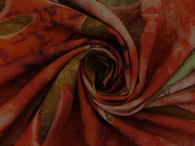 Linen Print red with star fish  vacation/beach print 58" wide [18279]