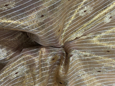 Tissue Crushed sheer mina MOTIF jacquard fabric 44"wide available in 3 colors gold, silver gold and silver grey[18254/55/56/57]