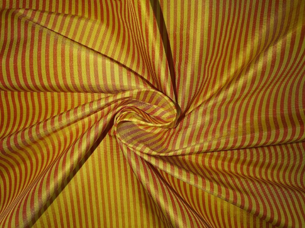 100% Silk Taffeta stripes 54" wide 3 mm TAFNEWS12 available in 5 colors [orange and yellow/ blue and yellow/ gold and beige/ rust / blue and black]