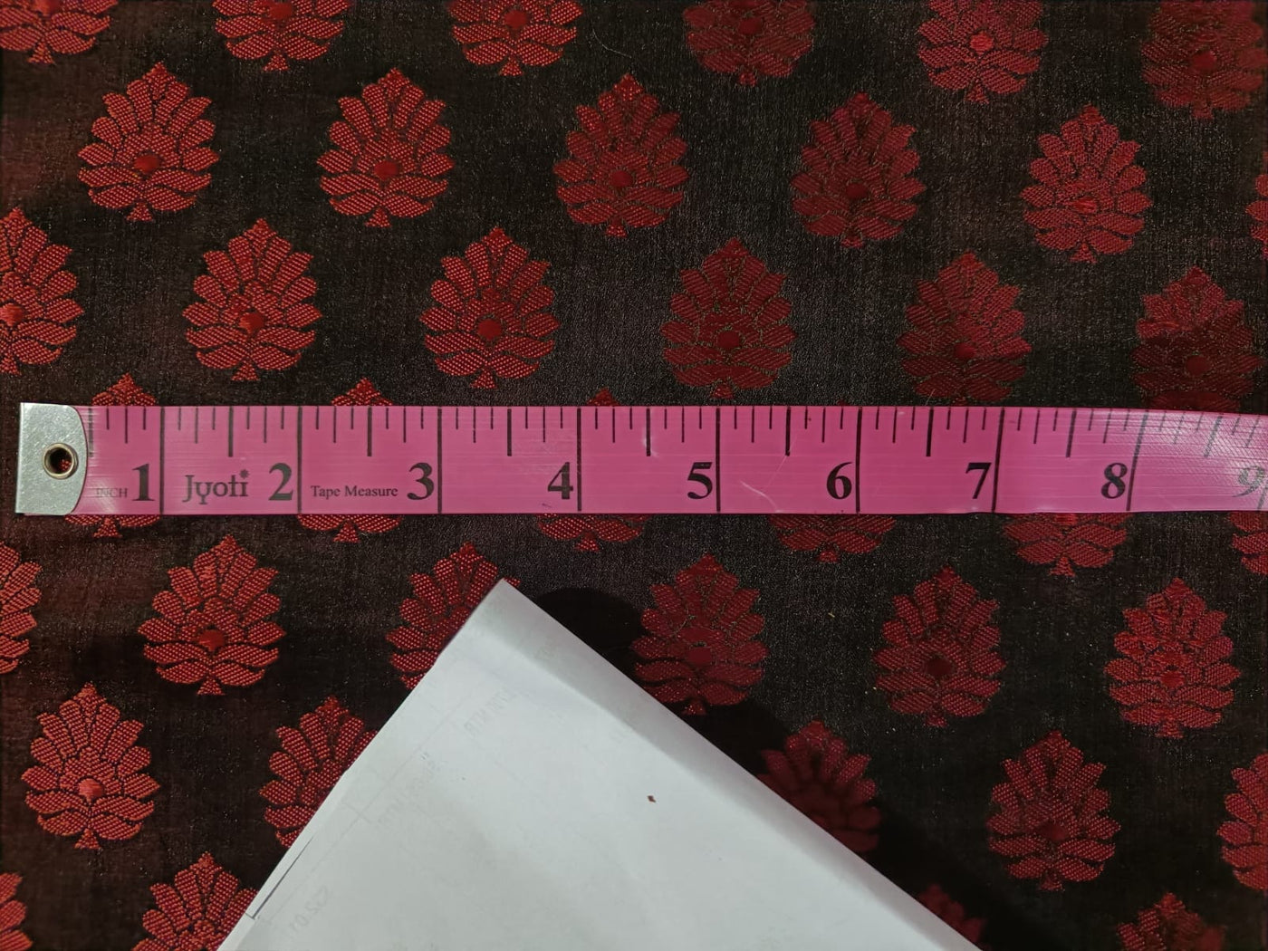 100% Pure Silk Brocade Fabric RED X BLACK MOTIF  44" wide BRO103[1]