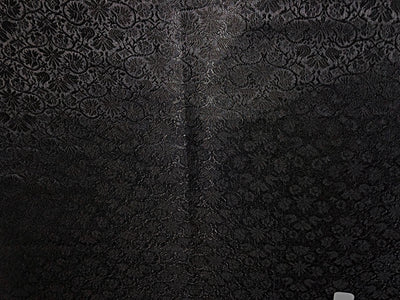 Silk Brocade fabric 56" jet black with self  floral jacquard BRO1057[4]