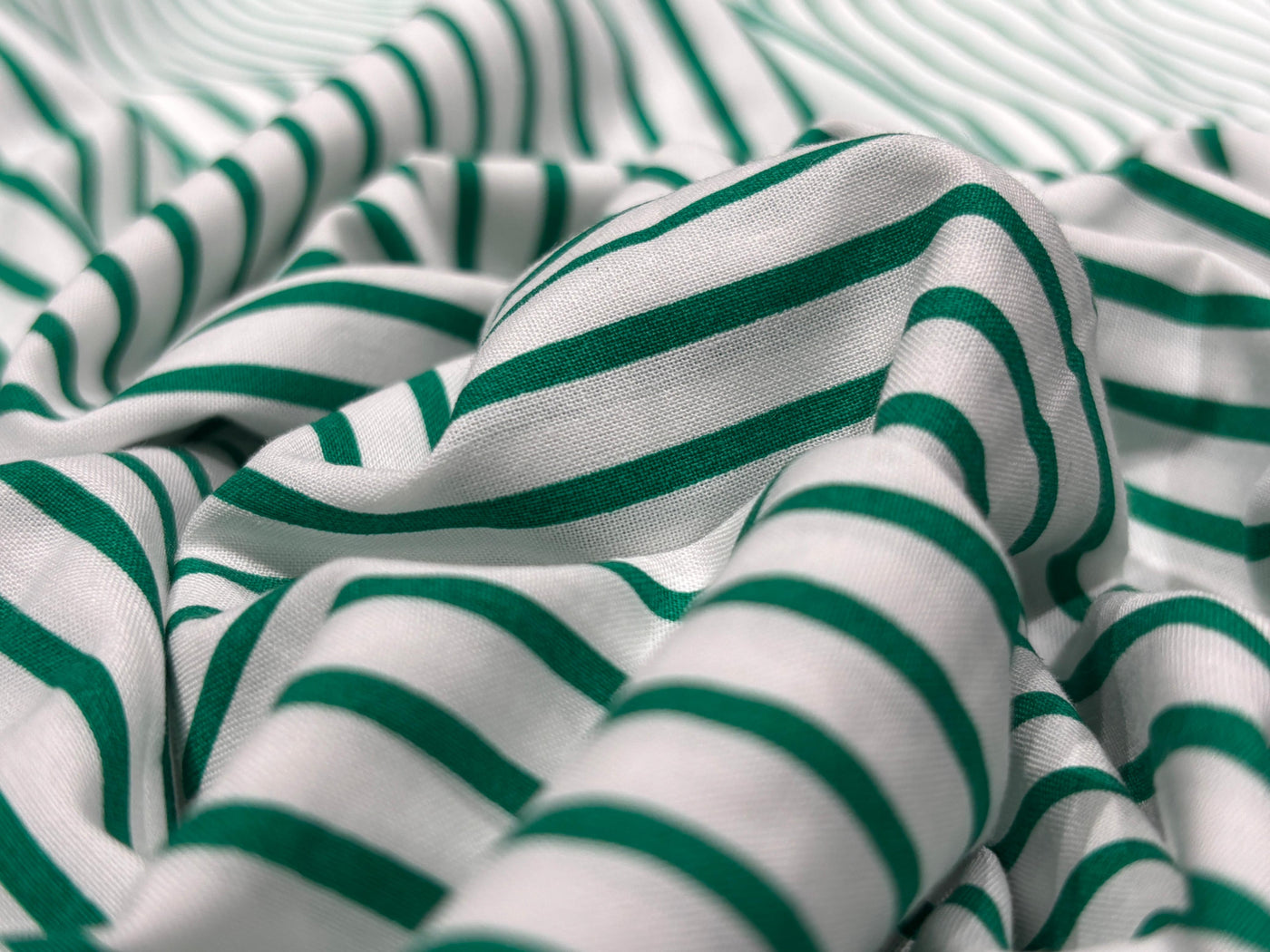 100% Cotton Poplin 58" wide green and white  stripes  [17795]