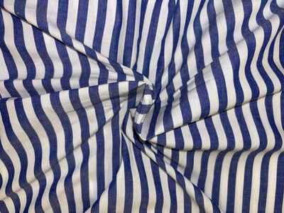 100% Cotton Chambray denim blue and white color horizontal  stripe 58" wide [18526]