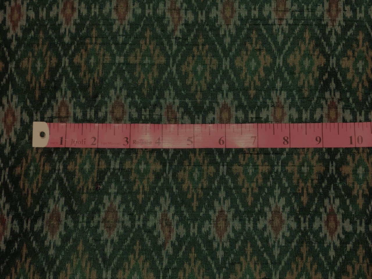 100% pure silk dupion ikat fabric green color 44" wide available in 2 combinations[18473/74]