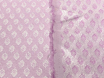 Silk Brocade fabric  jacquard PINK  LAVENDER  WITH SILVER FLORAL MOTIF 56" BRO1008[3]