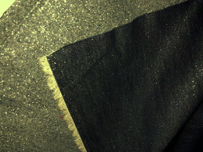 100% Cotton Denim Fabric 58" wide black  with gold SHIMMER [17214]