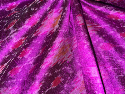 100% pure silk dupion ikat fabric Aubergine color 44" wide DUP_IKAT_8376