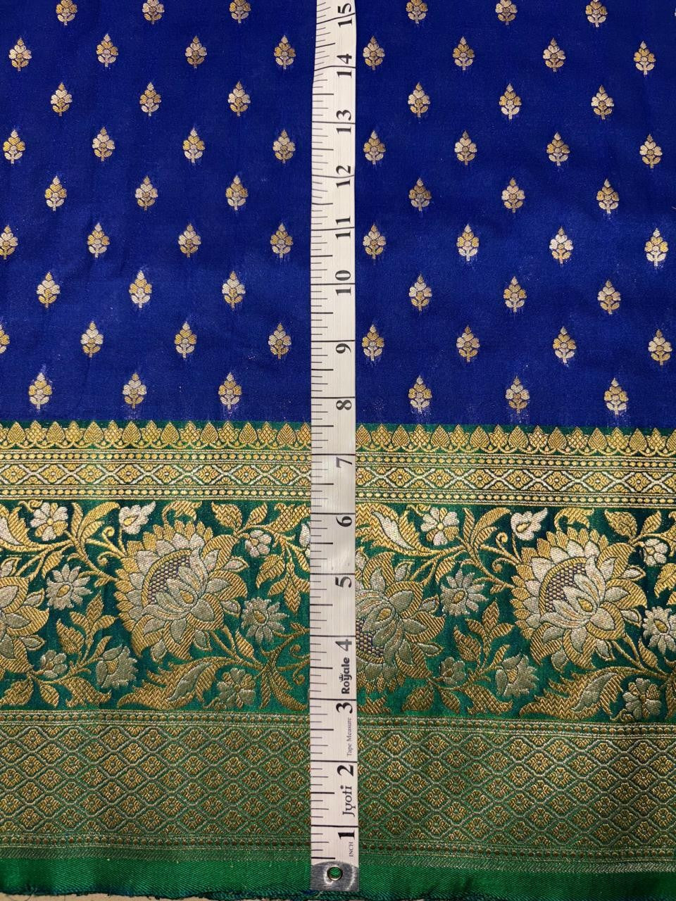 Silk Brocade fabric  8" border total 44" wide available in 2 colors royal blue ,green and golden yellow,pink BRO1096[1/2]
