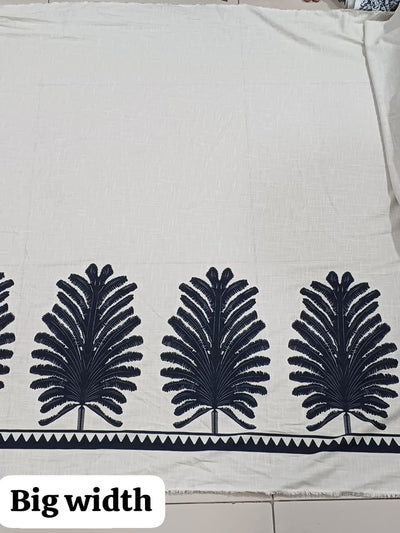 100% Cotton ivory with palm tree  print on border 56" wide [18282]