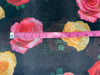 Satin organza fabric digital printed black with colorful roses WIDTH 44 INCHES 112 CMS WIDE [9220]