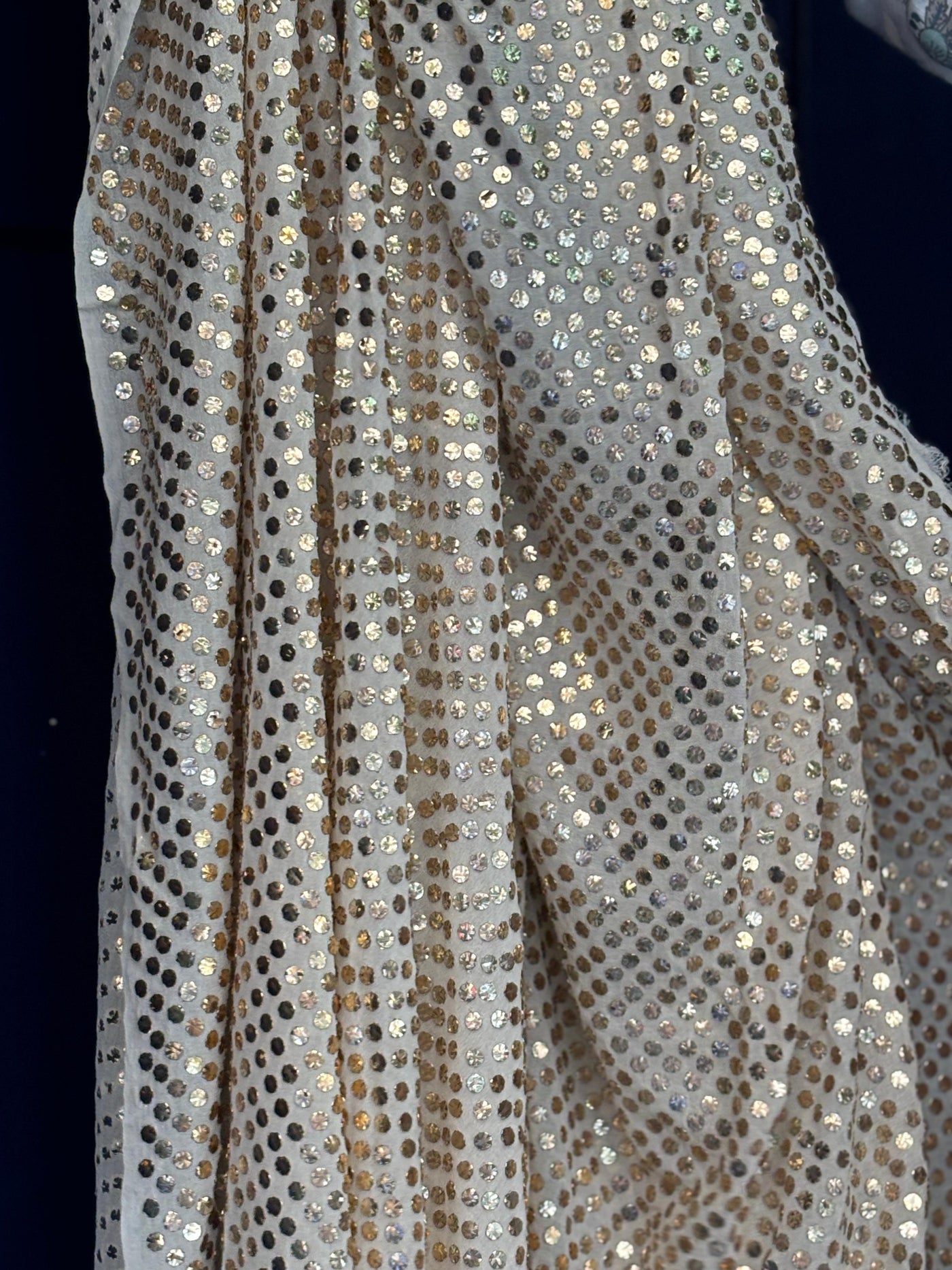 Embroidered  mukesh  ,a traditional Indian embroidery 44" wide and 3.60  yards long.[17690]