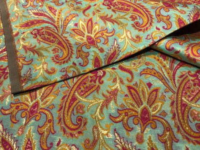 Silk Brocade fabric 44" floral, paisley with gold metallic jacquard available in 3 colors pink,peach,mango/mint green,pink,mango and silver grey,pink,mango BRO1058
