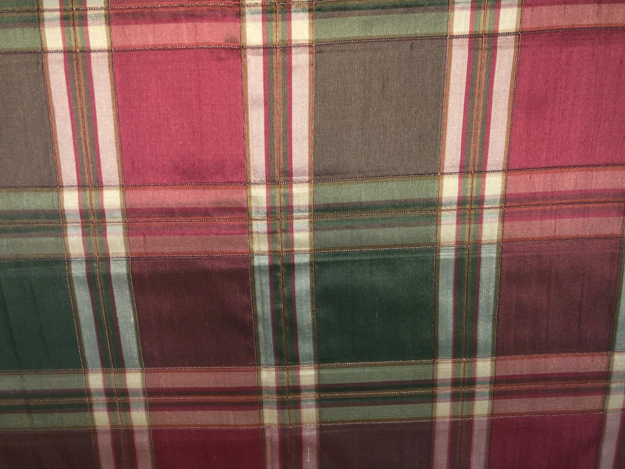 100% silk dupion RUST ,GREEN AND GOLD  Plaids fabric 54" wide DUPNEWC27[2]