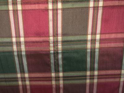 100% silk dupion RUST ,GREEN AND GOLD  Plaids fabric 54" wide DUPNEWC27[2]