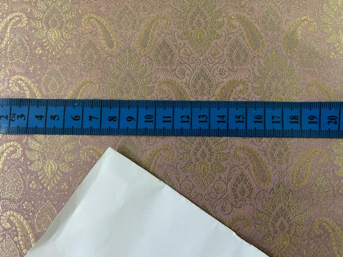 Silk Brocade fabric available in four colors Pink /Peach/lilac X metallic gold color 44" wide BRO887