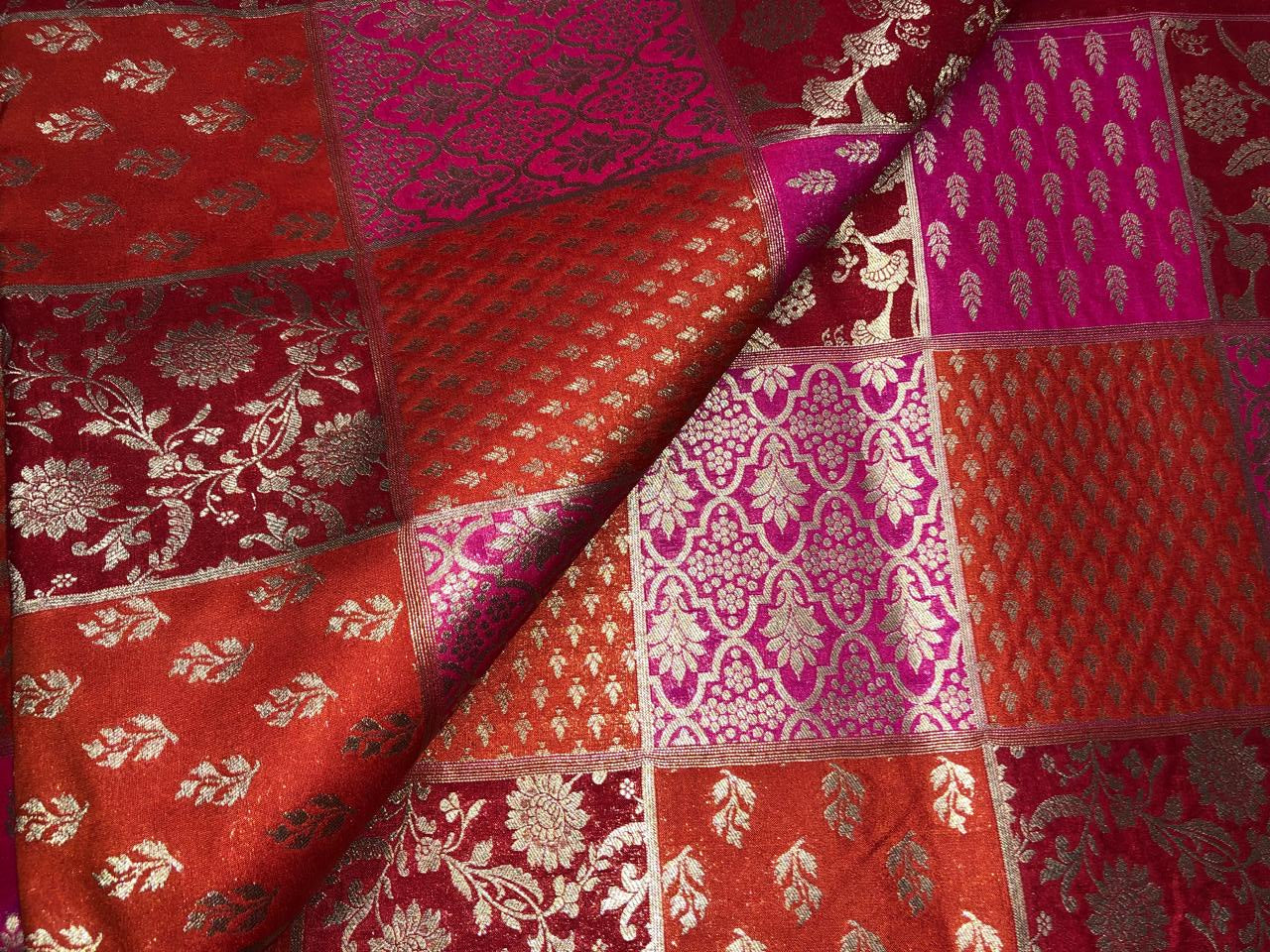 Silk Brocade fabric multi colors of  jacquard BRO1071 available in 8 different color combinations[BRO1071[]