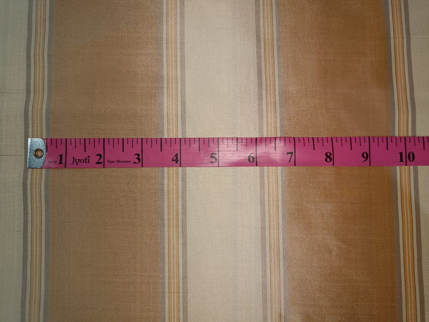 100% Pure Silk Taffeta Fabric Gold,Cafe Creme &amp; Golden Cream stripes color 54&quot; wide TAF#S99