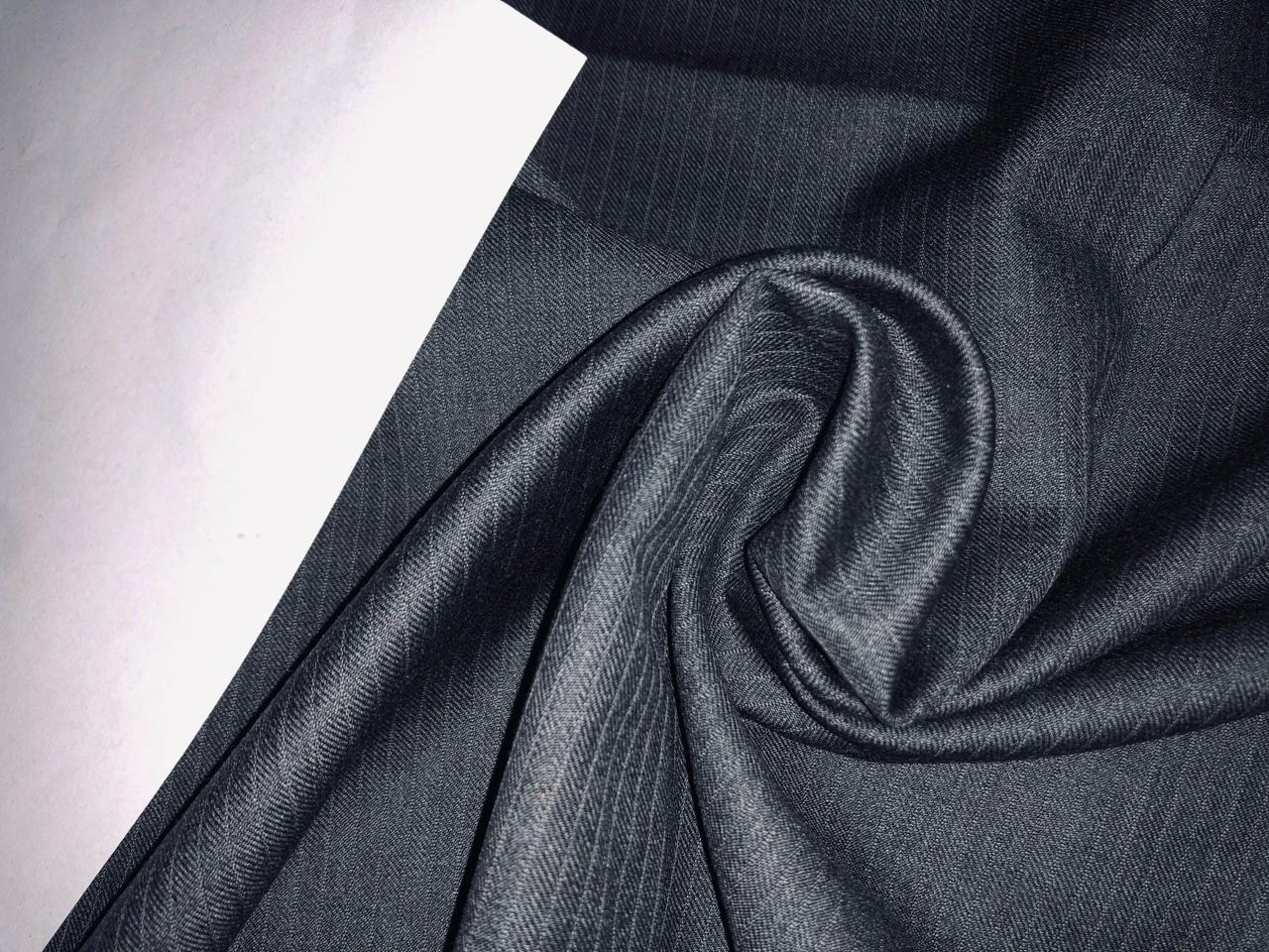 100% wool suiting fabric made in Huddersfield, England 150's super wool count striped available in 2 colors dark navy and black[15639/40]