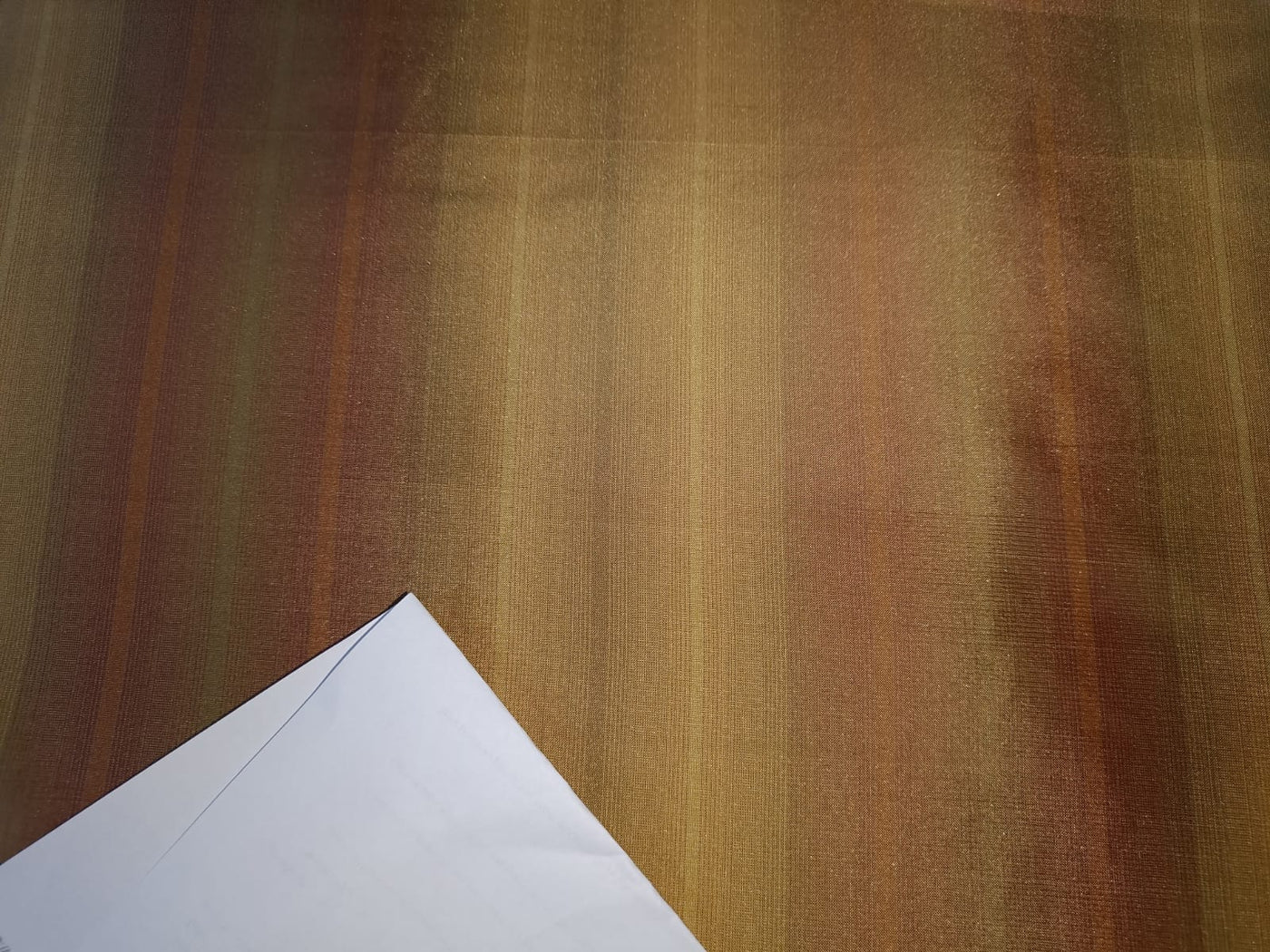 100%Pure Silk Taffeta Stripe Fabric Old Gold x Brown TAF#S139[6]