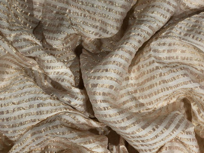 SILK  Crushed MUGA SILK TISSUE STRIPES GOLD [17709]