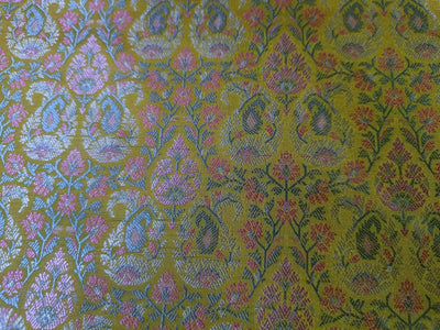 Silk Brocade fabric Yellow / Pink and Blue color 44" wide BRO886A[4]