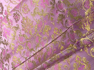 Silk Brocade fabric with  gold jacquard  BRO1019 available in 2 colors pink and mint