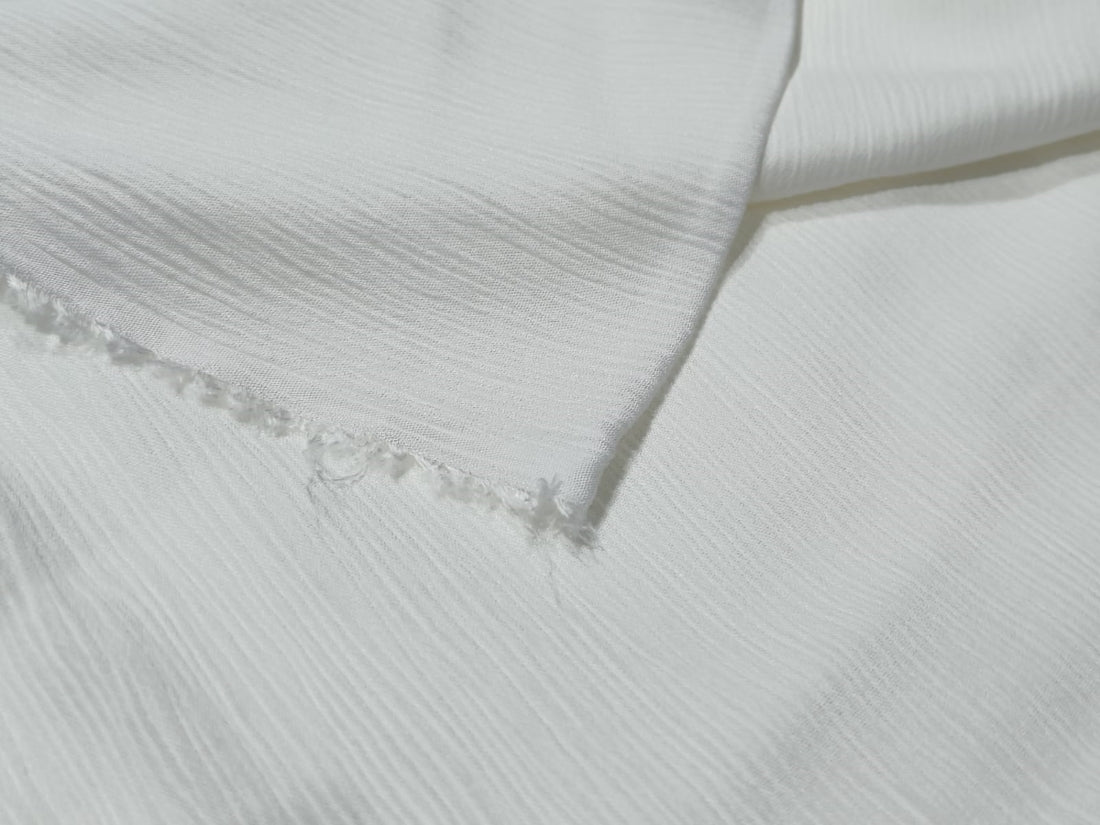 100% premium rayon crush fabric white ivory 44" wide [13034]