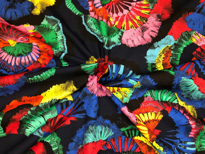 100% Cotton navy with bright colors abstract print 56" wide [18343]