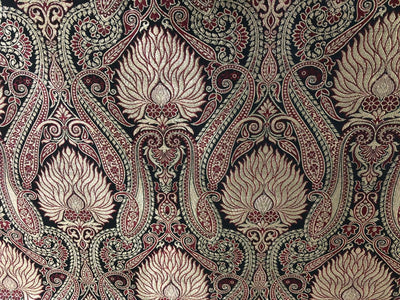 Brocade Heavy KING KHAB  Fabric  WITH METALIC GOLD  JACQUARD 36" WIDE available in 2 colors blood red and bottle green black  BRO983
