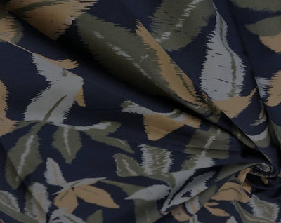 Linen Print floral biscuit ,green and navy print colors [18694]