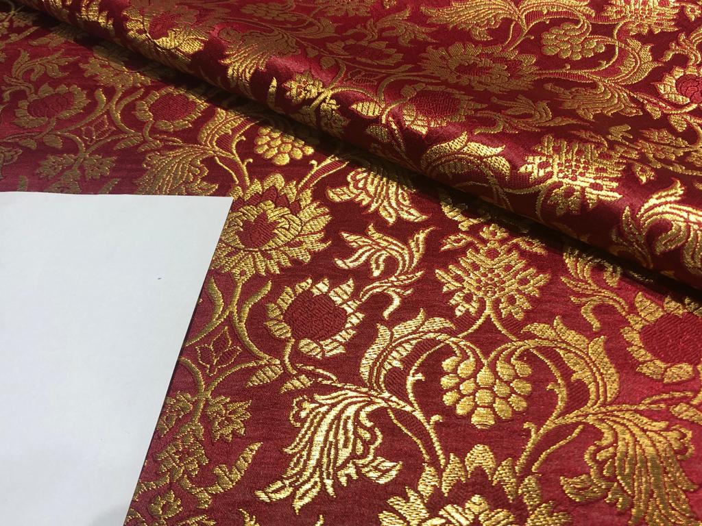 Silk Brocade fabric 44" wide BRO719C[1-6]available in 6 colors BURGANDY ,MANGO ,PURPLE ,GREY, BLUE ,ORANGE